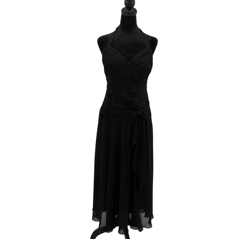 Vintage Sangria Halter Dress Womens 10 Sheer Layers Sweetheart Drop Waist